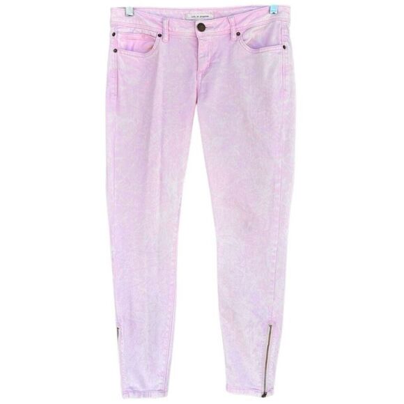 Life In Progress Pink Acid Denim Skinny Jeans Women’s Size 28 Zip Ankle Boot - Picture 2 of 8